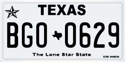 TX license plate BGO0629