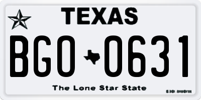 TX license plate BGO0631