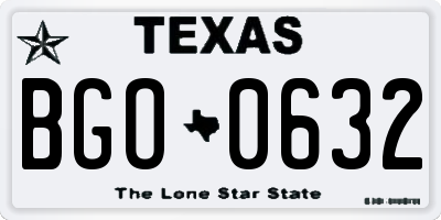 TX license plate BGO0632