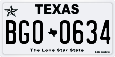 TX license plate BGO0634