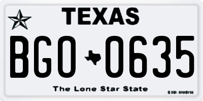 TX license plate BGO0635