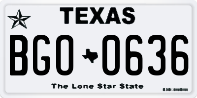 TX license plate BGO0636