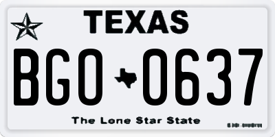 TX license plate BGO0637