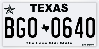 TX license plate BGO0640