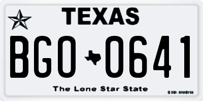 TX license plate BGO0641