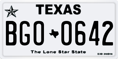 TX license plate BGO0642