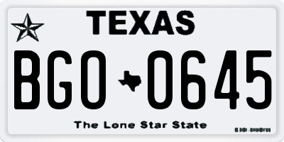 TX license plate BGO0645