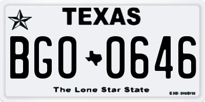 TX license plate BGO0646