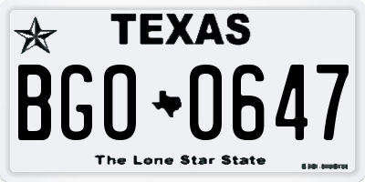 TX license plate BGO0647