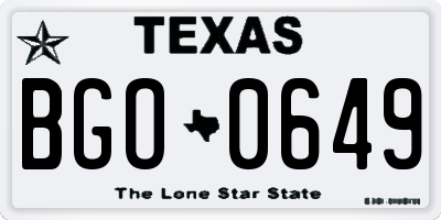 TX license plate BGO0649