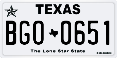 TX license plate BGO0651