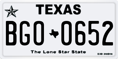 TX license plate BGO0652