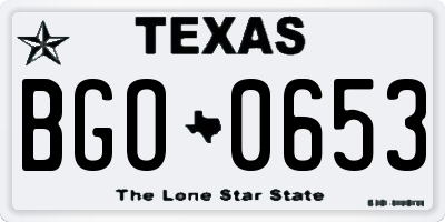 TX license plate BGO0653