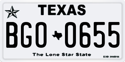 TX license plate BGO0655