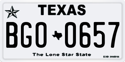 TX license plate BGO0657