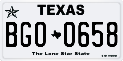 TX license plate BGO0658