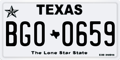 TX license plate BGO0659