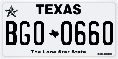TX license plate BGO0660