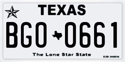 TX license plate BGO0661