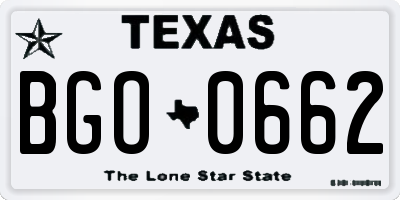 TX license plate BGO0662
