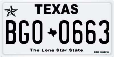 TX license plate BGO0663