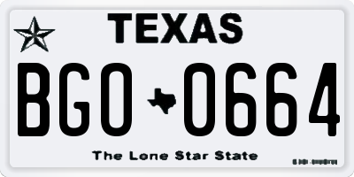 TX license plate BGO0664