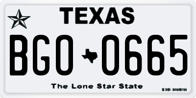 TX license plate BGO0665