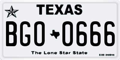 TX license plate BGO0666