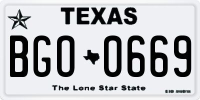 TX license plate BGO0669