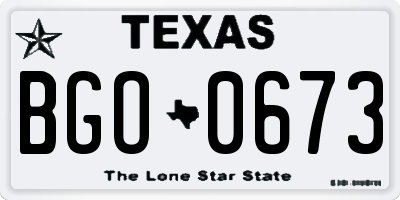 TX license plate BGO0673
