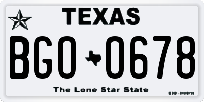 TX license plate BGO0678