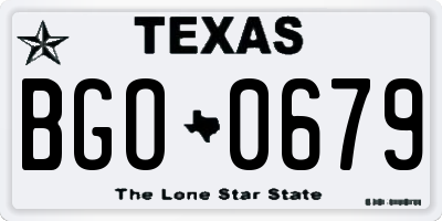 TX license plate BGO0679