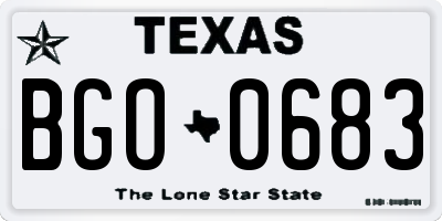 TX license plate BGO0683