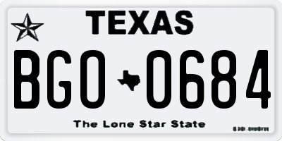 TX license plate BGO0684