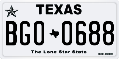 TX license plate BGO0688