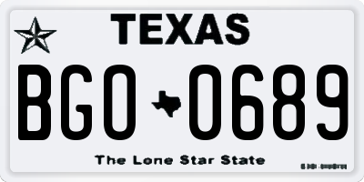 TX license plate BGO0689
