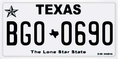 TX license plate BGO0690