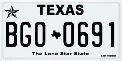 TX license plate BGO0691