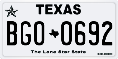 TX license plate BGO0692