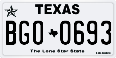 TX license plate BGO0693
