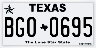 TX license plate BGO0695