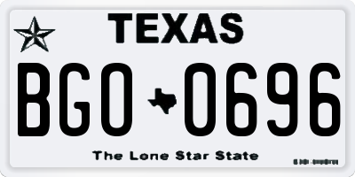 TX license plate BGO0696