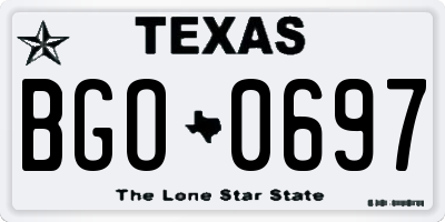 TX license plate BGO0697