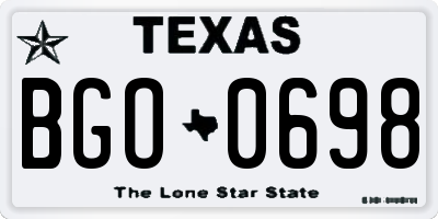 TX license plate BGO0698