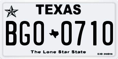 TX license plate BGO0710