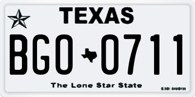 TX license plate BGO0711