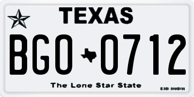 TX license plate BGO0712