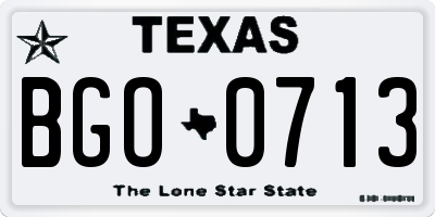 TX license plate BGO0713