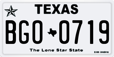 TX license plate BGO0719