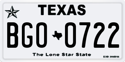 TX license plate BGO0722